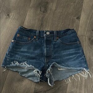 Levi's Blue Jean Shorts with Frayed Hem